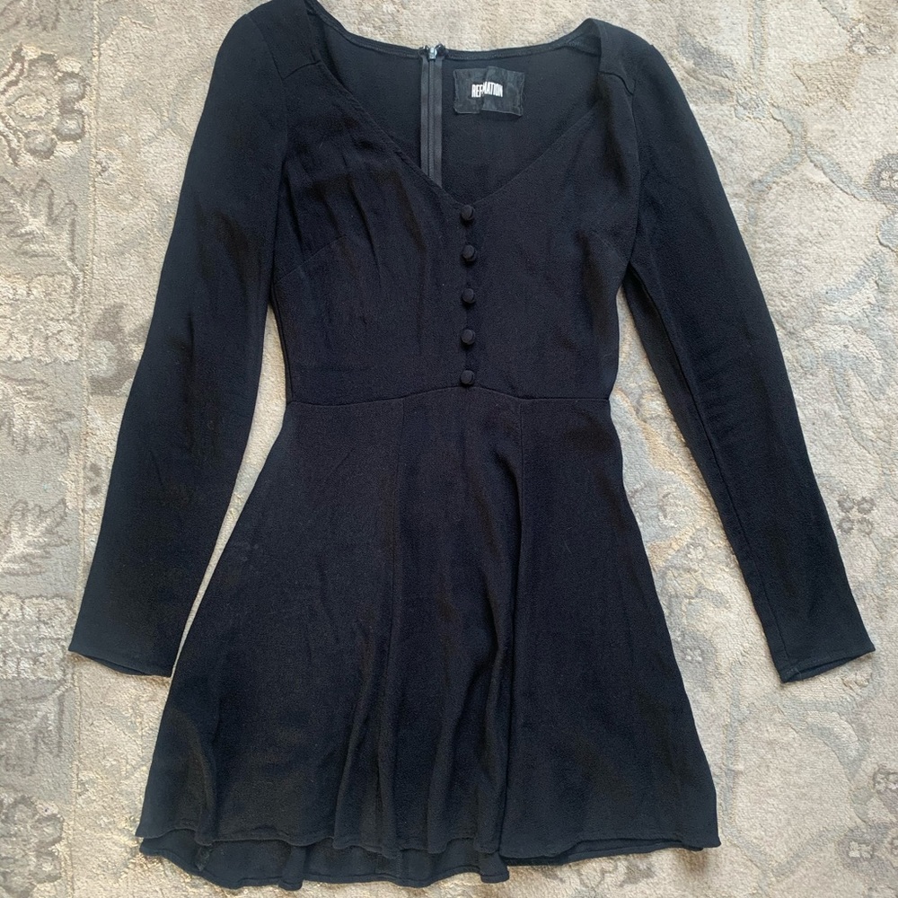 Reformation Long Sleeve Black Mini Dress